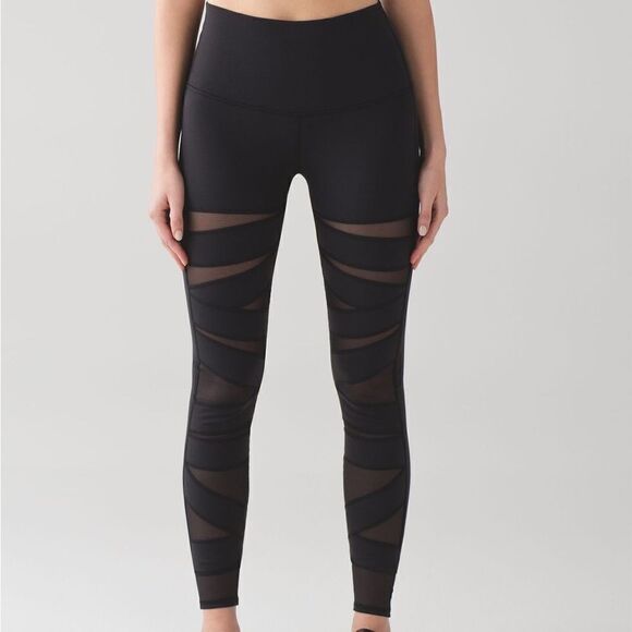 Lululemon High Rise Wunder Under Tech Mesh Black 6 - Picture 3 of 7